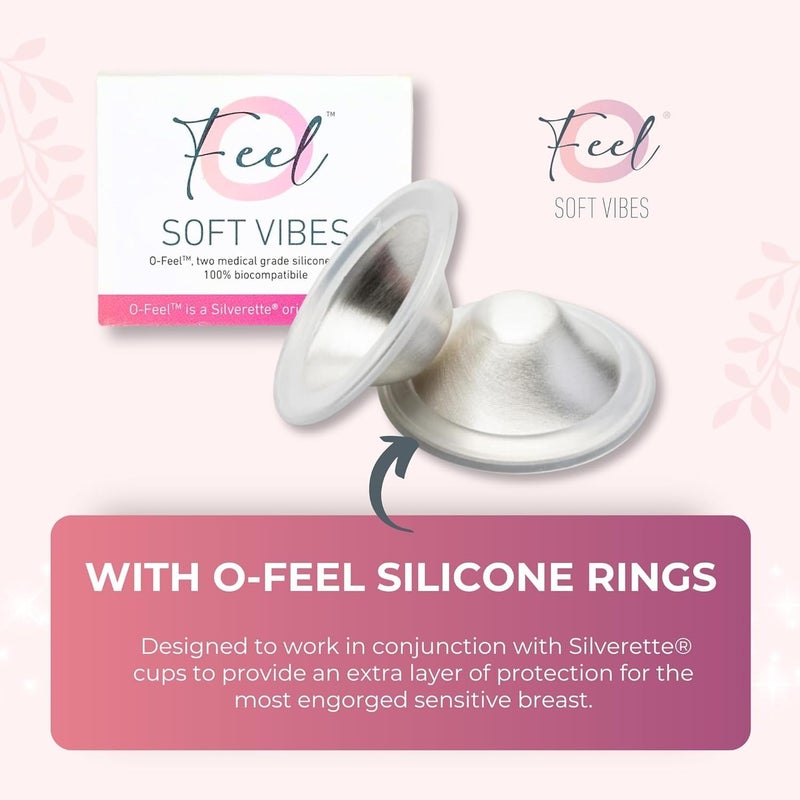 SILVERETTE The Original Silver Nursing Cups, Nipple Covers for Breastfeeding Essentials, Pure 925 Silver Nipple Shields for Breastfeeding Newborn, Regular Size with O-Feel Silicone Rings - Image 4